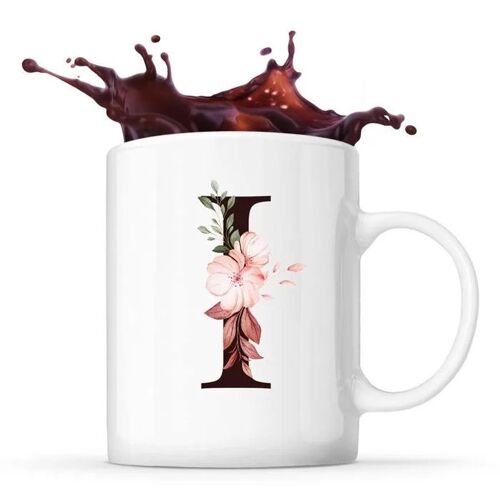 Mug Lettre Florale I | Tasse Café Thé Prénom Idée Cadeau Fête Des Mères Fille Tante Humour