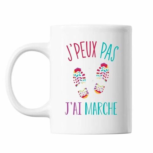 Mug Marche | Tasse Cadeau Humour J'peux Pas Blanc