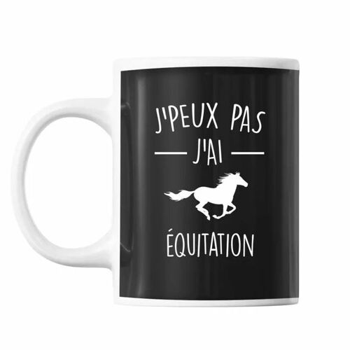 Mug Équitation | Tasse Cadeau Humour J'peux Pas Noir