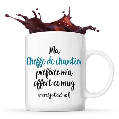 Planetee Mug Cheffe De Chantier Préférée - Tasse Cadeau Travail Métier Départ Retraite Collègue Anniversaire Noël