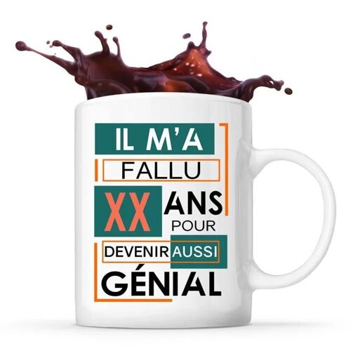Mug Anniversaire Âge Année Personnalisable Devenir Aussi Génial Homme| Tasse Personnalisée Humour Fun Et Drôle Pour Idée Cadeau