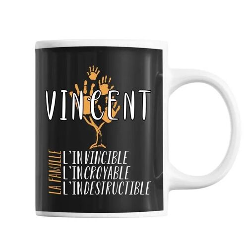 Planetee Mug Nom De Famille Vincent - Tasse Idée Cadeau Famille