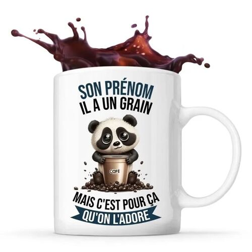 Mug Prénom Personnalisable Panda Grain Café | Idée Tasse Cadeau Travail Métier Humour Collègue Homme Anniversaire Noël¿