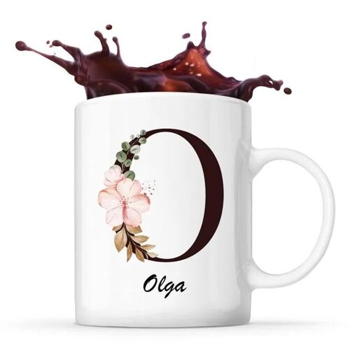 Mug Olga | Tasse Prénom Femme Avec Lettre Fleur | Idée Cadeau Pour Anniversaire Noël Et Fête Des Mères