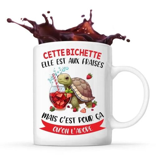 Mug Cette Bichette Elle Est Aux Fraises | Tasse Couple Prénom Saint Valentin Cadeau Famille Anniversaire Noël