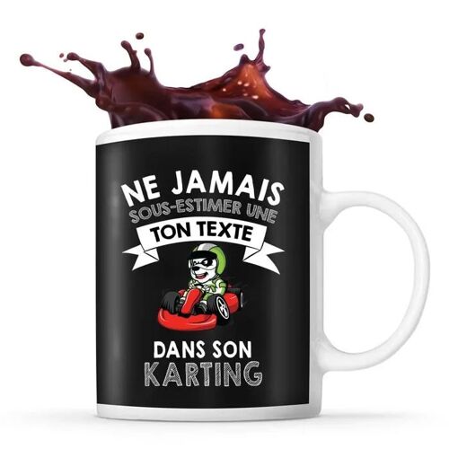 Mug Karting Prénom Métier Âge Personnalisable | Tasse Drôle Pour Femme Joueuse De Cartes | Idée Cadeau Anniversaire Noël