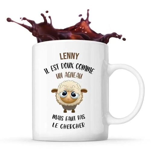 Mug Lenny Doux Comme Un Agneau | Tasse Prénom Cadeau Anniversaire Noël Humour