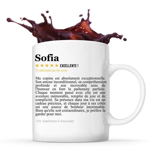 Mug Sofia Avis Copine Recommandation Copain | Tasse Couple Prénom Saint Valentin Cadeau Famille Anniversaire Noël