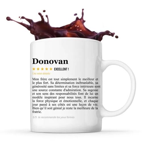 Mug Donovan Avis Soeur Recommandation | Tasse Frère Prénom Cadeau Anniversaire Noël Bro Humour