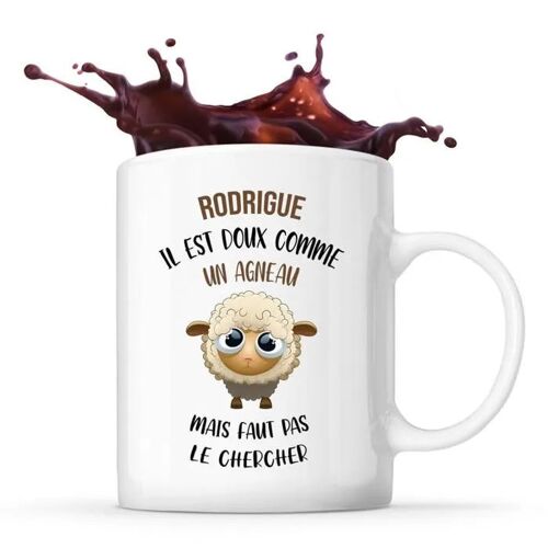 Mug Rodrigue Doux Comme Un Agneau | Tasse Prénom Cadeau Anniversaire Noël Humour