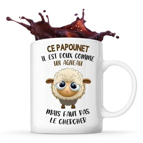 Planetee Mug Ce Papounet Doux Comme Un Agneau - Tasse Fête Des Pères Prénom Cadeau Anniversaire Noël Humour