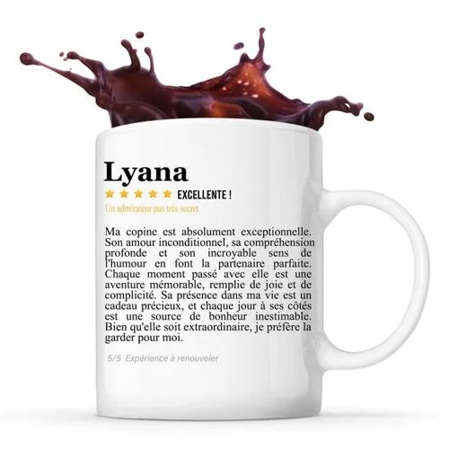 Mug Lyana Avis Copine Recommandation Copain | Tasse Couple Prénom Saint Valentin Cadeau Famille Anniversaire Noël