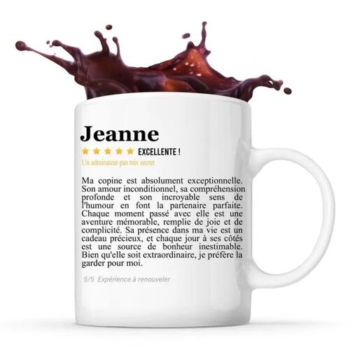 Mug Jeanne Avis Copine Recommandation Copain | Tasse Couple Prénom Saint Valentin Cadeau Famille Anniversaire Noël