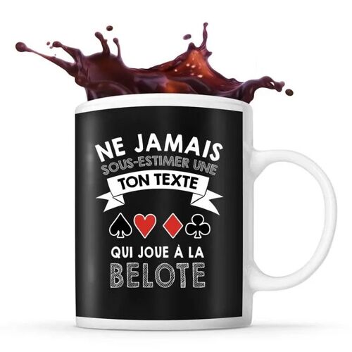 Mug Belote Prénom Métier Âge Personnalisable | Tasse Drôle Pour Femme Joueuse De Cartes | Idée Cadeau Anniversaire Noël