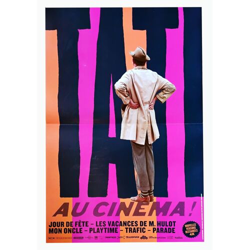 Tati Au Cinéma (Rétrospective Jacques Tati) - Véritable Affiche De Cinéma Pliée - Format 40x60 Cm - Jour De Fête, Les Vacances De Monsieur, Mon Oncle, Playtime, Trafic, Parade - 2026