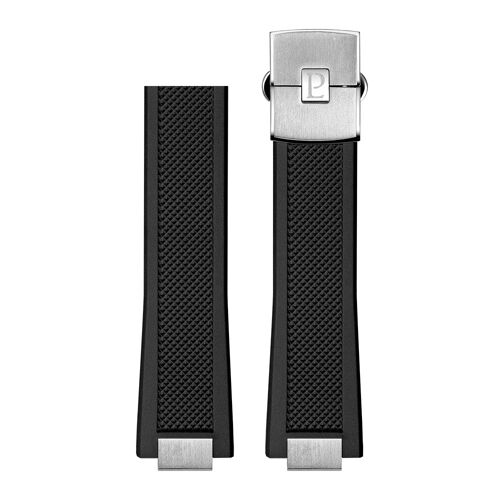 Bracelet De Montre Fkm Noir 23mm Boucle Argenté