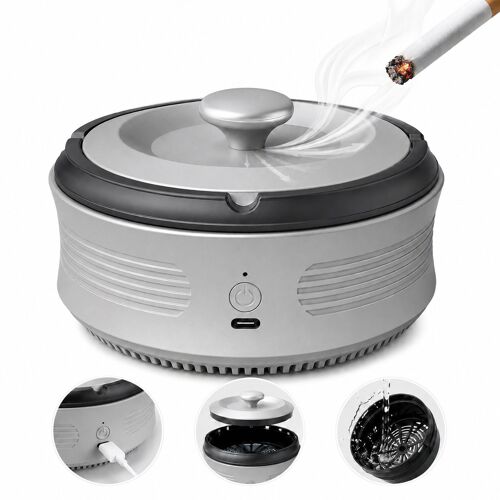 Cendrier intelligent purificateur d‘air – pour maison, salon, bureau et voiture – élimine la fumée secondaire et les odeurs, pour un air pur et frais