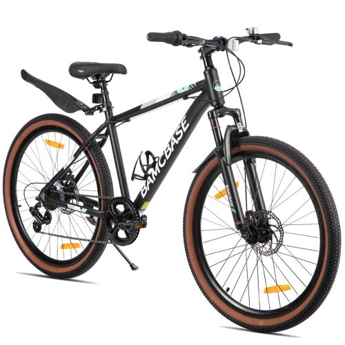 Vtt Bamcbase Bloomer 26 Pouces, 7 Vitesses, Freins À Disque Mécaniques, Cadre Aluminium, Hardtail, Unisexe Adultes, Noir