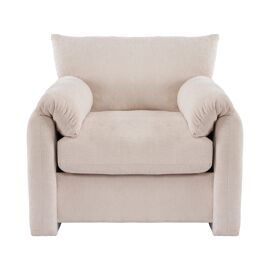 Fauteuil Surdimensionné Chenille Beige- Mousse haute résilience- avec Accoudoirs- Cadre bois Parfaite Pour Salon/Chambre