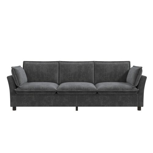 Canapé- 3 places- rangements- coussins inclus- chenille- pour salon- hôtel- 220x81x87cm- Gris