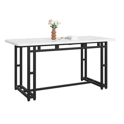 Table à manger- 140x80 cm- 6 personnes- Plateau MDF- Salle a manger- Salon- Noir
