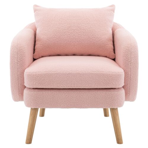 Fauteuil- 1 place- coussins inclus- dossier inclinable- pour salon- hôtel- 71x72x71cm- Rose