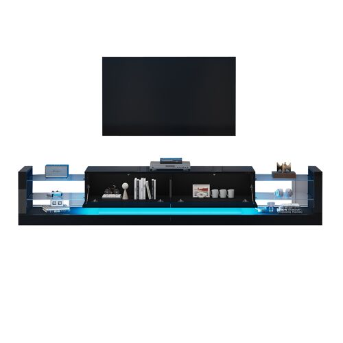Meuble TV de 181 cm- avec LED RVB- Brillant- Design Moderne pour Le Salon- Noir