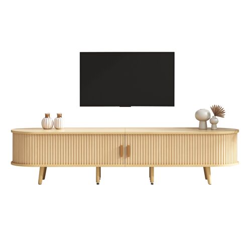 Meuble TV de 170 cm- avec 2 tiroirs- Design Moderne pour Le Salon- 170 x 40 x 42 cm- Chêne