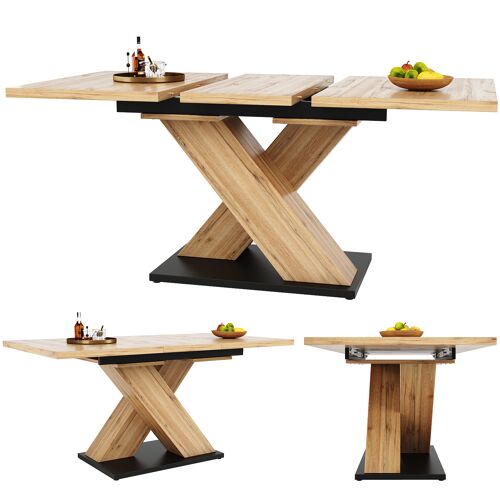 Table à manger extensible- 119-158- 5×80cm 4 à 6 personnes- Plateau MDF- Salle a manger- Salon- Natural wood