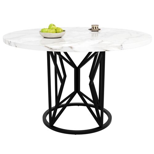 Table à manger ronde- 100x100x76 cm- 6 personnes- Plateau MDF- Salle a manger- Salon- Noir