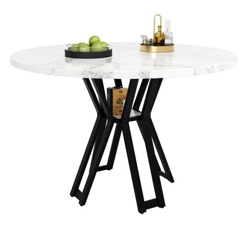 Table à manger ronde- 100x100x76 cm- 4 à 6 personnes- Plateau MDF- Salle a manger- Salon- Noir