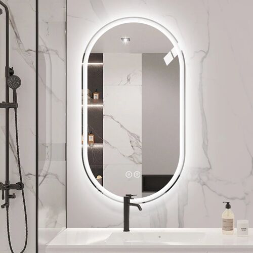 Miroir de Salle de Bain- Miroir Intelligent Mural Anti-explosion 60×90cm- 3 Couleurs Lumière- Tactile- Anti-buée & Durable