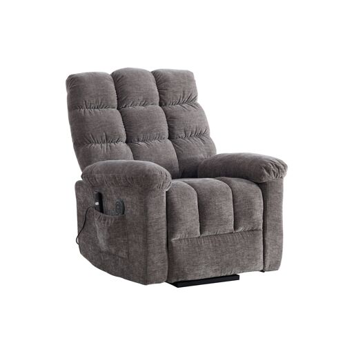 Fauteuil relax électrique avec massage ¿4 zones ¿Chauffage ¿8 points de vibration -Aide à la levée -Poches de rangement -Gris