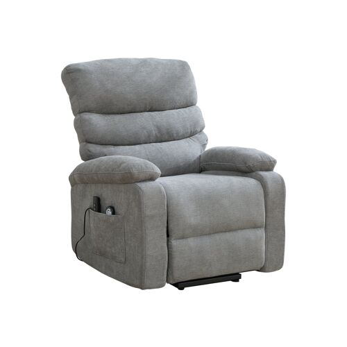 Fauteuil relax électrique avec Télécommande- Aide à la levée- Massage 4 zones & Chauffage- Avec Poches latérales- Gris
