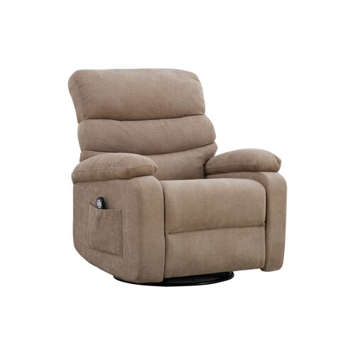 Fauteuil relax rotatif 360°- Massage 4 Zones et Chauffage- Dossier/repose-pieds réglables manuel- Poches latérales- Assise spacieuse- Taupe