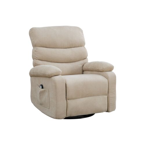 Fauteuil relax rotatif 360°- Massage 4 Zones et Chauffage- Dossier/repose-pieds réglables manuel- Poches latérales- Assise spacieuse