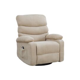 Fauteuil relax rotatif 360°- Massage 4 Zones et Chauffage- Dossier/repose-pieds réglables manuel- Poches latérales- Assise spacieuse