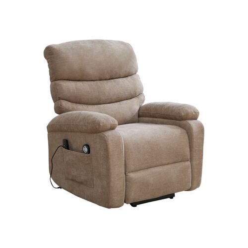 Fauteuil relax électrique avec Télécommande- Aide à la levée- Massage 8 points & Chauffage- Avec Poches latérales- Taupe