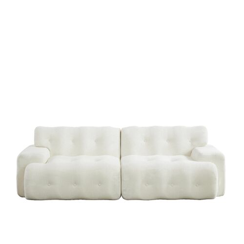 Canapé Cloud 2 places¿ Chenille Beige¿Accoudoirs larges et capitonnage¿Respiration et soutien ergonomique¿224x104x66 cm