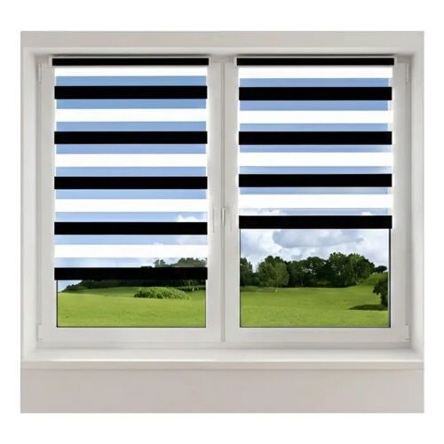 Store Jour Nuit Sans Perçage Noir Blanc 65x130 Cm