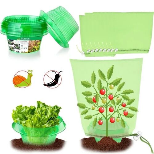 Protection Contre Les Limaces Barrière Collerette - Lot De 12 Anneaux Et 12 Sacs - Pet Durable - 24x12cm - Ecologique