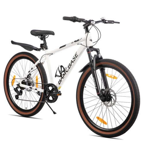 Vtt Bamcbase Bloomer 26 Pouces, 7 Vitesses, Freins À Disque Mécaniques, Cadre Aluminium, Hardtail, Unisexe Adultes, Blanc