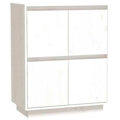 Buffet bahut commode armoire meuble de rangement organisateur cuisine salle de séjour salon 60 x 34 x 75 cm bois massif de pin blanc 02_0030351