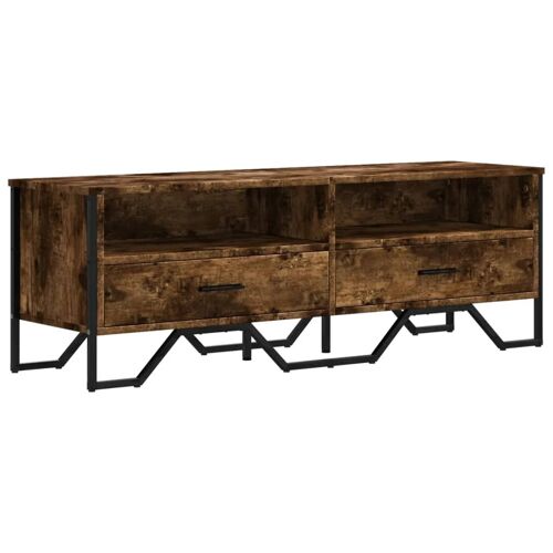 Meuble TV multimédia étagère télévision buffet téléviseur salle à manger salon chambre chêne fumé 122 x 34 x 41 cm bois d'ingénierie brun 02_0027325