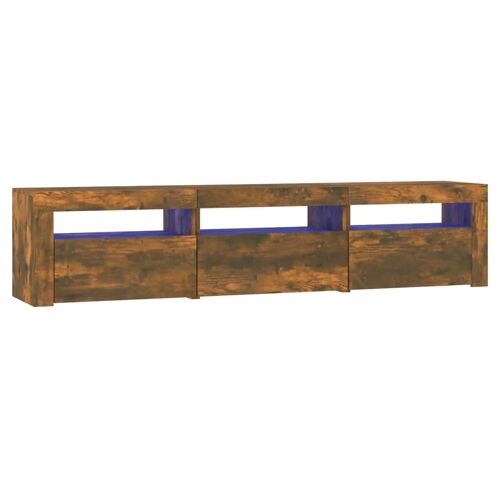 Meuble TV multimédia étagère télévision buffet téléviseur salle à manger salon chambre avec lumières LED chêne fumé 180 x 35 x 40 cm brun 02_0026725
