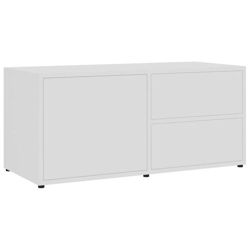 Meuble TV multimédia étagère télévision buffet téléviseur salle à manger salon chambre 80 x 34 x 36 cm bois d'ingénierie blanc 02_0026258