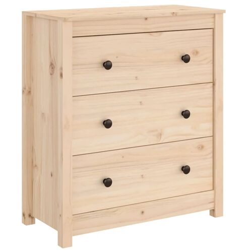 Buffet bahut commode armoire meuble de rangement organisateur cuisine salle de séjour salon 70 x 35 x 80 cm bois massif de pin marron 02_0029646