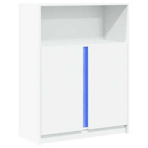 Buffet bahut commode armoire meuble de rangement organisateur cuisine salle de séjour salon avec LED 77 x 34 x 100 cm bois d'ingénierie blanc 02_0029775