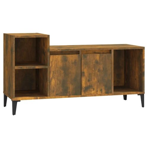 Meuble TV multimédia étagère télévision buffet téléviseur salle à manger salon chambre chêne fumé 100 x 35 x 55 cm bois d'ingénierie brun 02_0027277