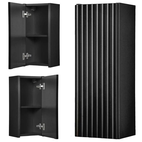 Armoire étagère 20 x 57 x 19 cm meuble de rangement murale de salle de bain noir 03_0008895